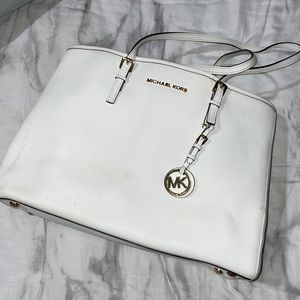 Michael Kors White Leather Tote